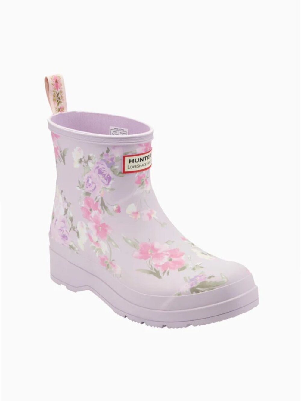 Hunter x LoveShackFancy Play Short Rain Boots Happy Thoughts Pink Floral 7 NWT